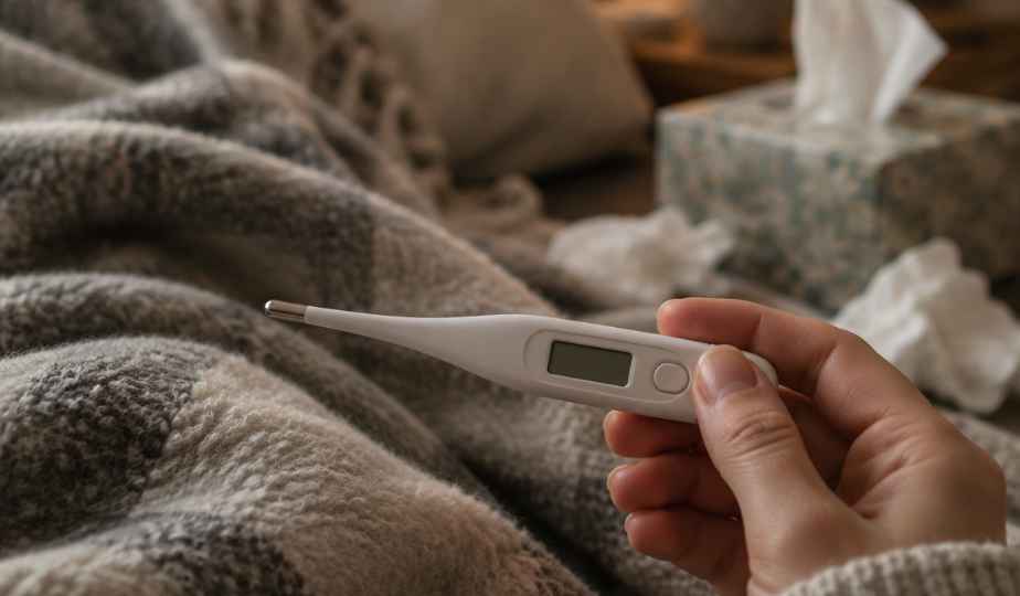 A thermometer in hand