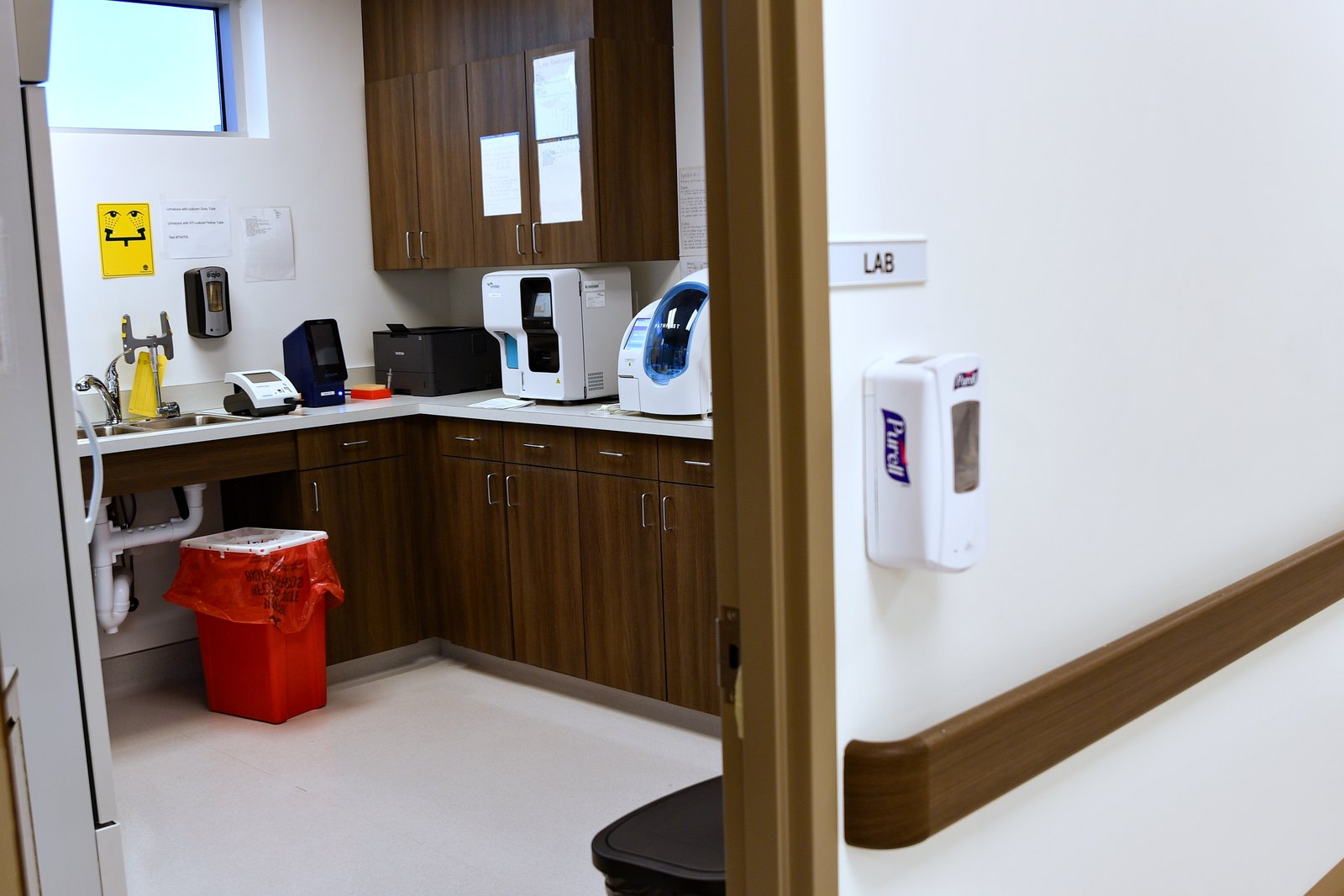 The on-site laboratory at El Mirage ER, with benchtop analysers on the worktop.
